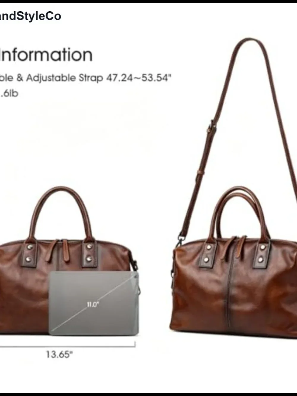 Genuine Leather Satchel Tote Bag with Top Handle and Detachable Shoulder Strap